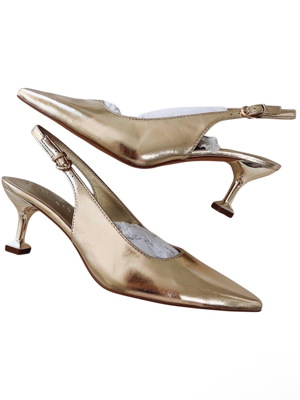 Katy Perry NEW 5.5 Collections Metallic Gold Pointed Slingback Heels